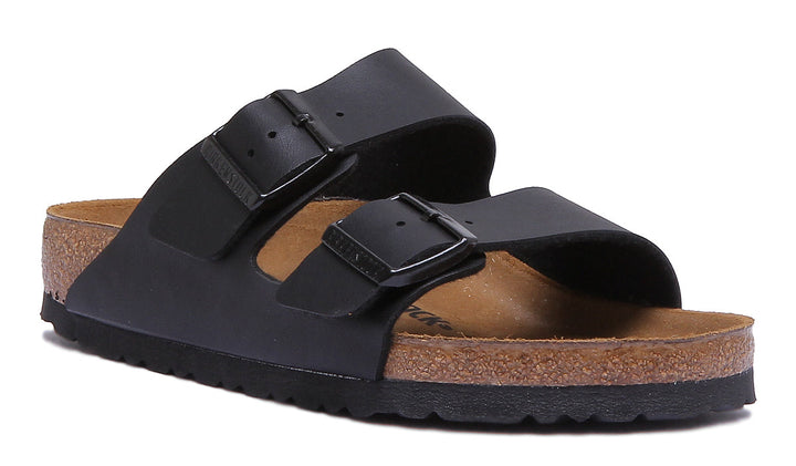 Birkenstock Arizona Sandale Birko Flor en noir à double lanière pour femmes