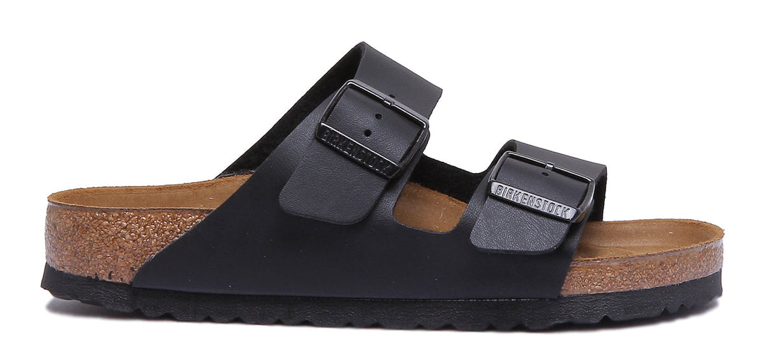 Birkenstock Arizona Sandale Birko Flor en noir à double lanière pour femmes