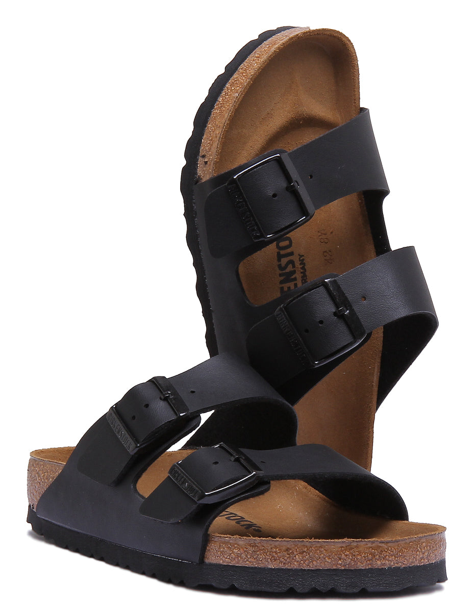 Birkenstock Arizona Sandale Birko Flor en noir à double lanière pour femmes