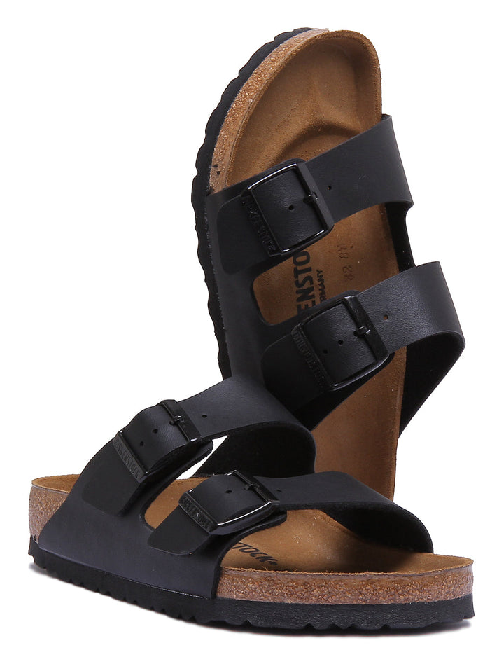 Birkenstock Arizona Sandale Birko Flor en noir à double lanière pour femmes
