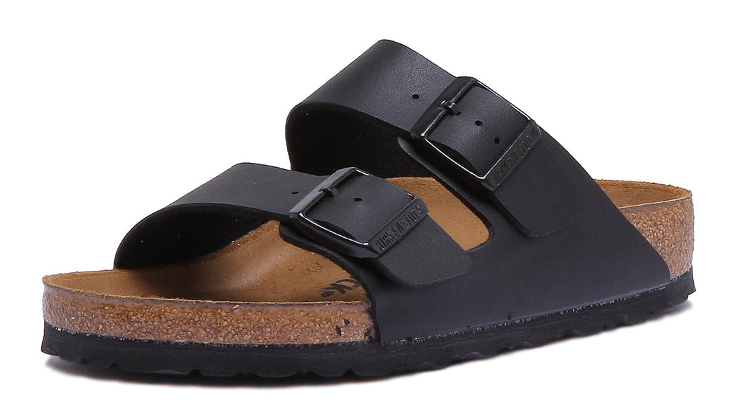 Birkenstock Arizona Sandale Birko Flor en noir à double lanière pour femmes