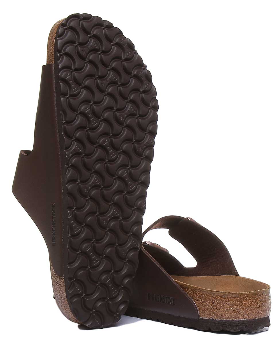 Sandale Birkenstock Arizona à semelle en liège Birko Flor marron à 2 brides pour femmes