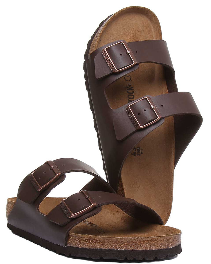 Sandale Birkenstock Arizona à semelle en liège Birko Flor marron à 2 brides pour femmes