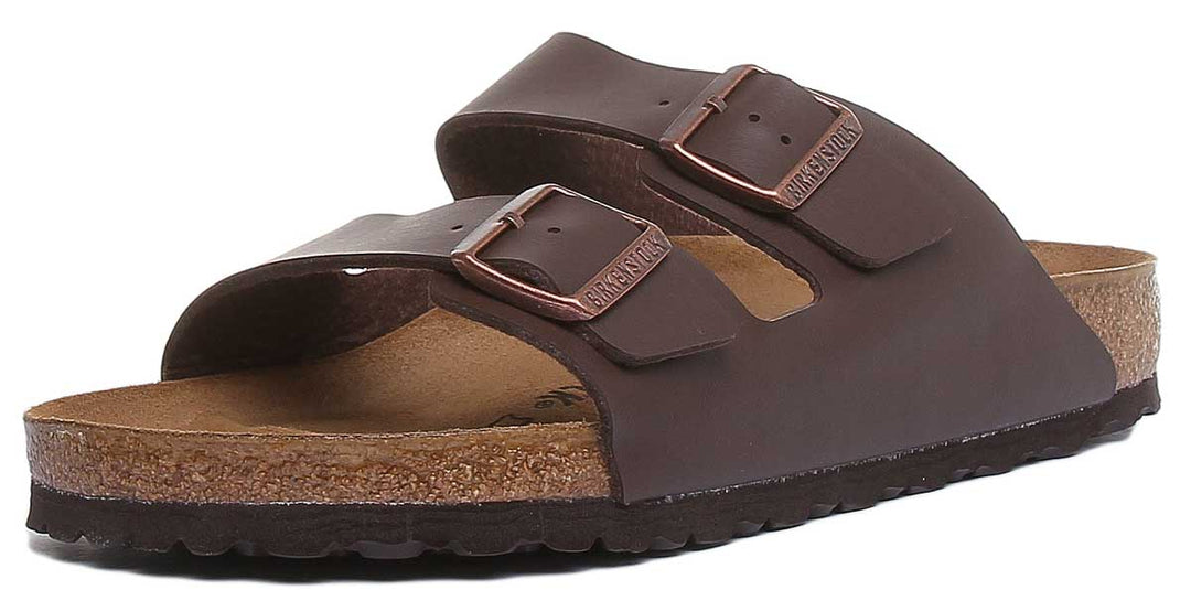 Sandale Birkenstock Arizona à semelle en liège Birko Flor marron à 2 brides pour femmes