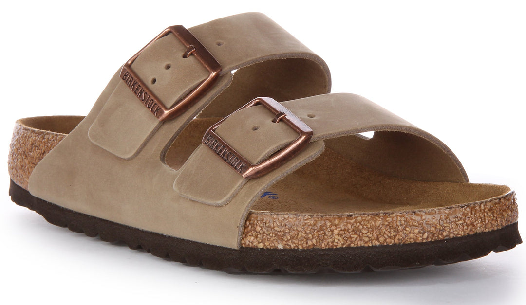 Birkenstock Arizona SFB Sandale à lanière en cuir huilé poure en brun