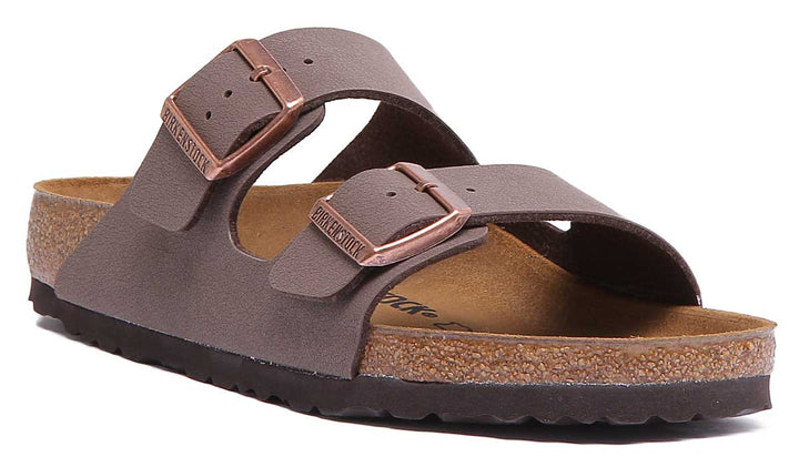Sandale Birkenstock Arizona à double lanière Birkibuc pour femme en moca