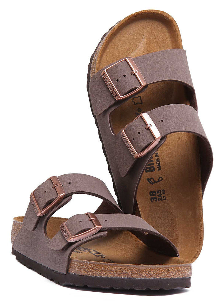 Sandale Birkenstock Arizona à double lanière Birkibuc pour femme en moca