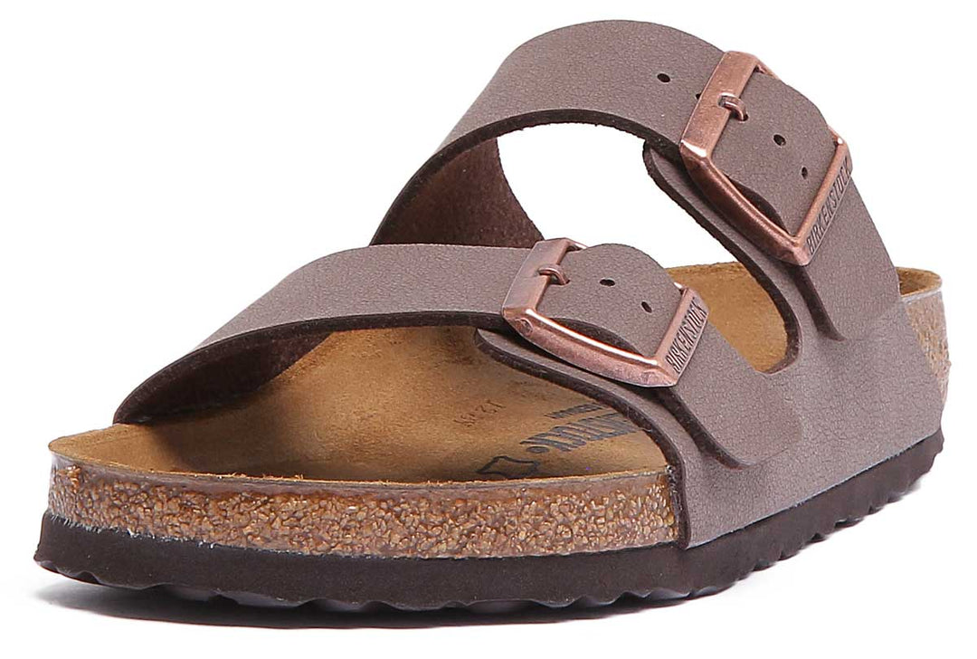 Sandale Birkenstock Arizona à double lanière Birkibuc pour femme en moca