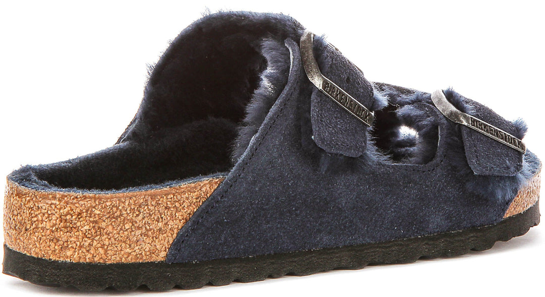 Birkenstock Arizon Shearling In Navy For Women | Regular Fit