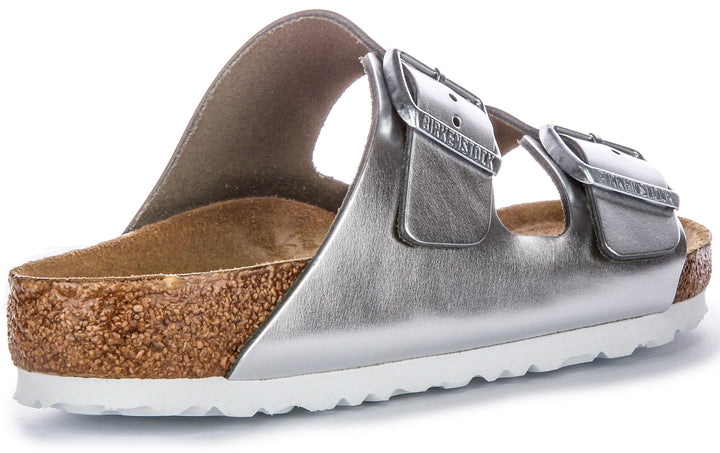 Sandali Birkenstock Two Adj Strap Arizona BS in pelle color argento