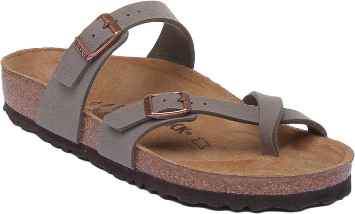 Sandale Birkenstock Mayari électrique à lanières métalliques pour femmes en pierre