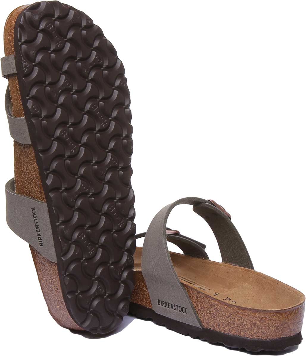 Sandale Birkenstock Mayari électrique à lanières métalliques pour femmes en pierre