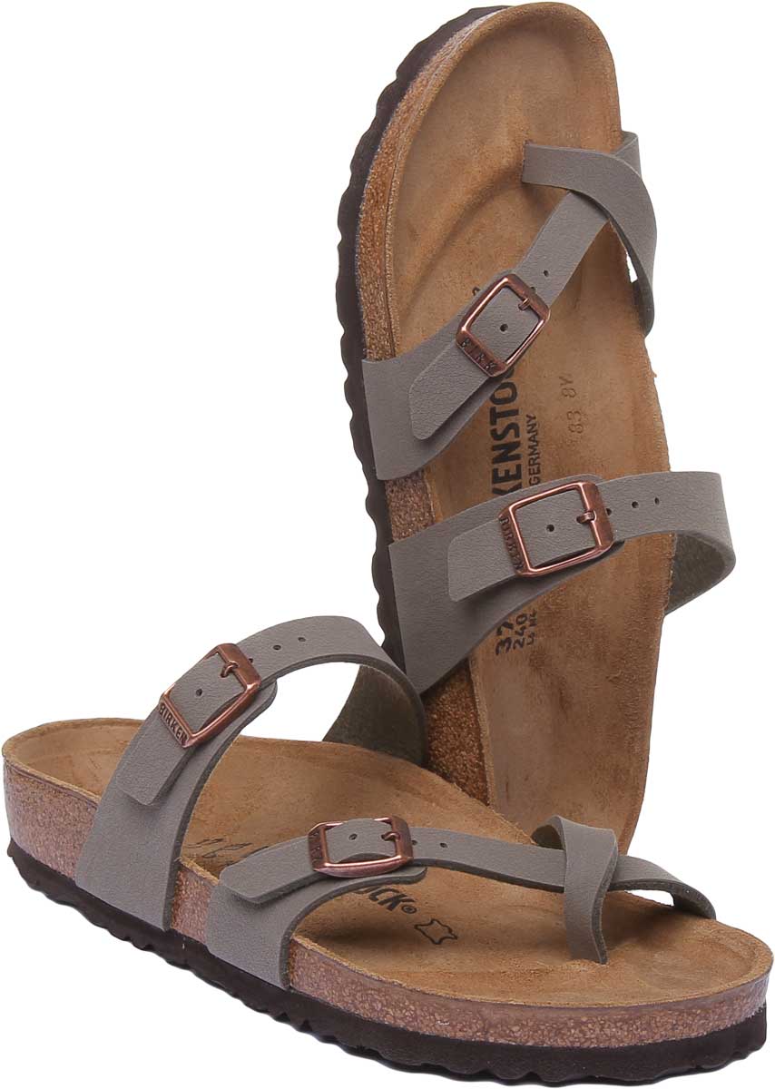 Sandale Birkenstock Mayari électrique à lanières métalliques pour femmes en pierre