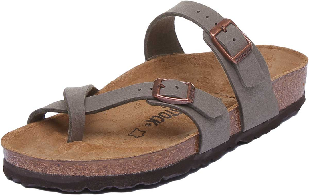 Sandale Birkenstock Mayari électrique à lanières métalliques pour femmes en pierre