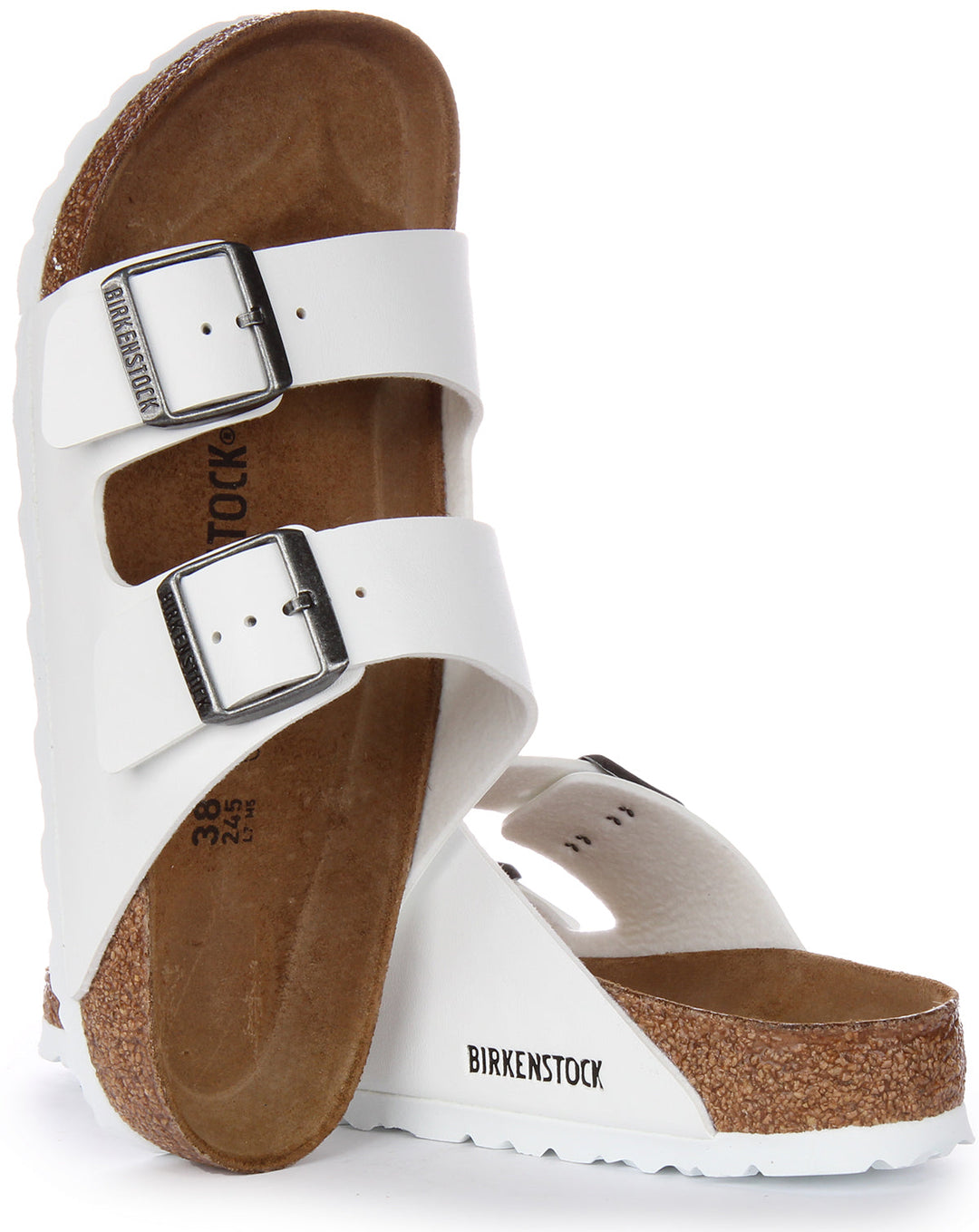 Sandale Birkenstock Arizona Birko Flor à double lanière blanche